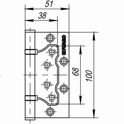 Петля дверная накладная без врезки (бабочка) Fuaro 500-2BB 100x2,5 PB латунь